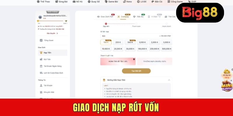 Giao dịch nạp rút vốn